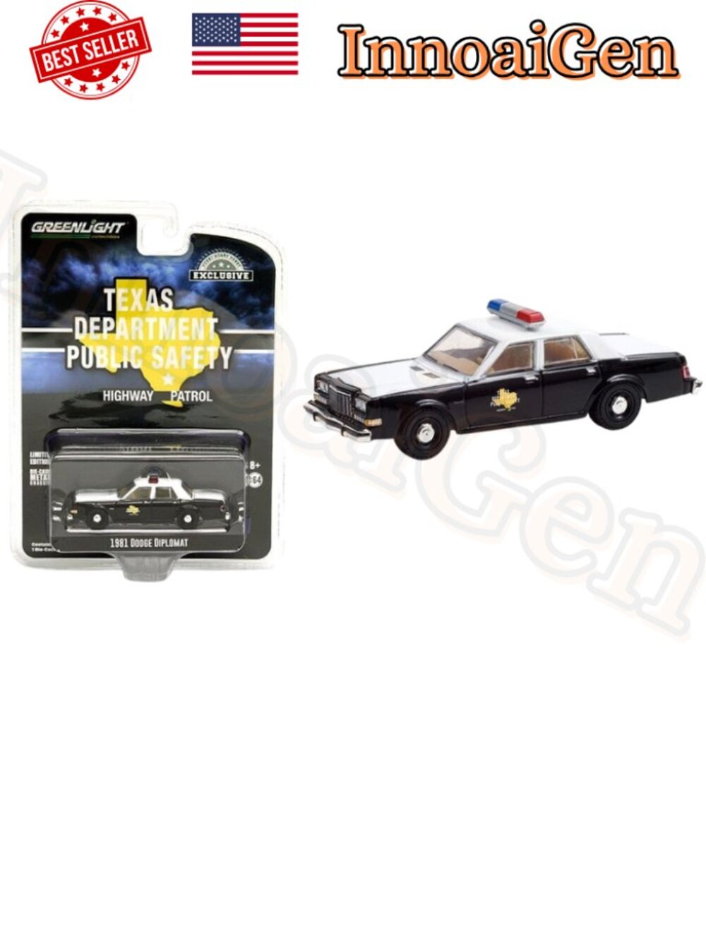 GreenLight 1981 Dodge Diplomat Texas Highway Patrol 1:64 Die-Cast Collectible